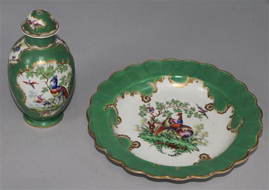 A Worcester Fantastic Birds pattern scalloped plate, c.1780, 21.5cm